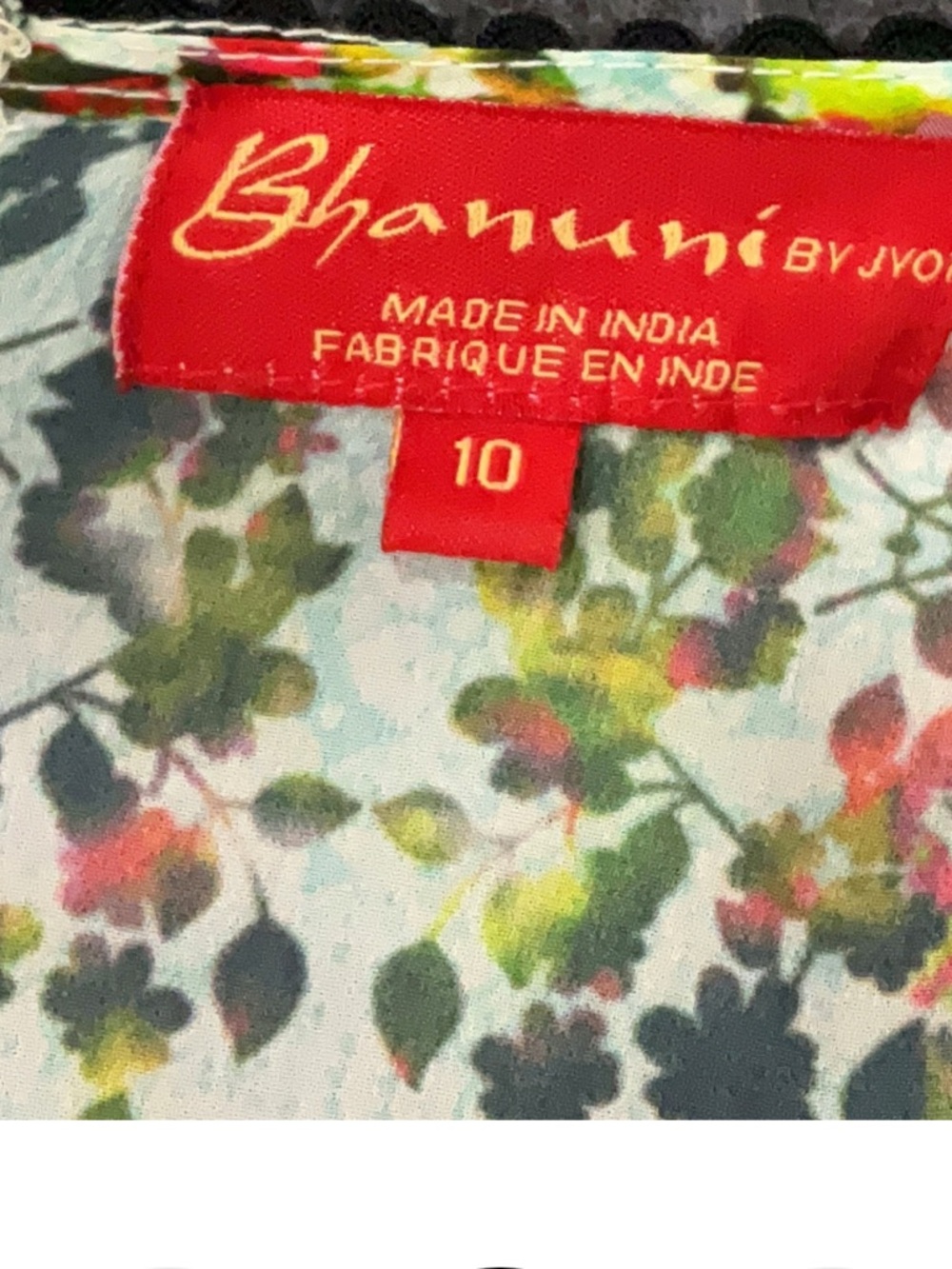 Bhanu by Jyoti Floral Sheer Dress Bell Sleeve Boho Romantic Size 10 - Picture 10 of 10